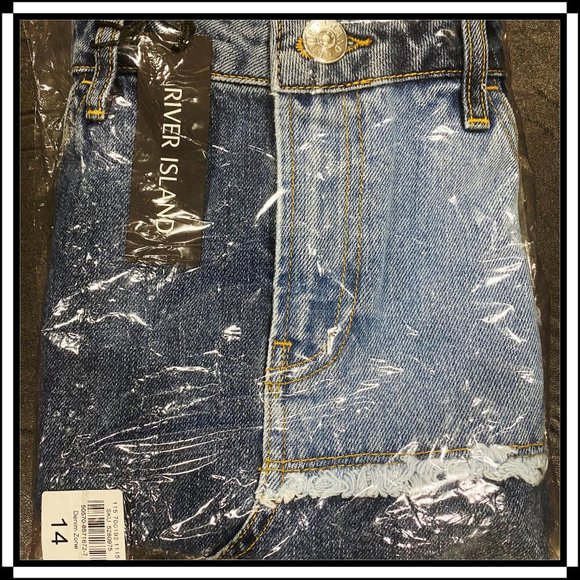 RIVER ISLAND Patchwork Denim A-Line Mini Skirt - US 10 - Picture 10 of 10